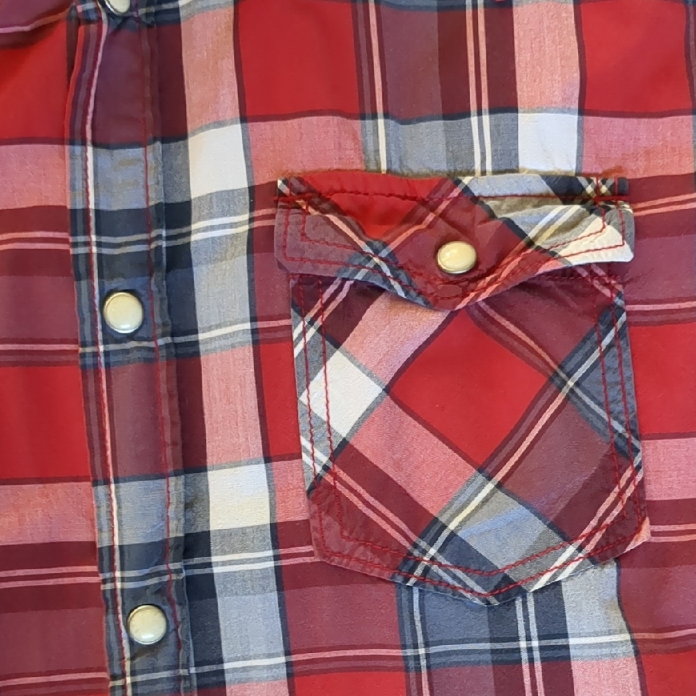 Aeropostale Red and Blue Casual Button Down Shirt Western 90s Y2k Grunge - Picture 3 of 6